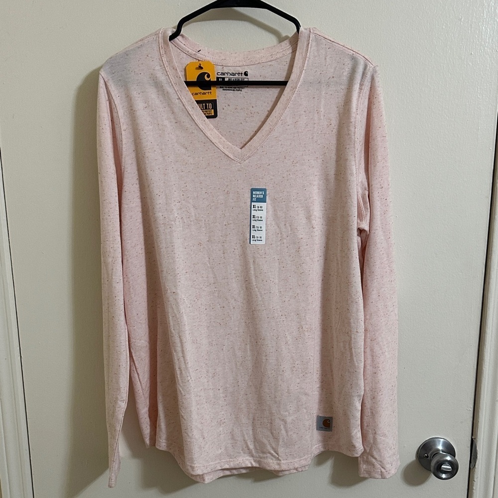NWT Carhartt Relaxed Fit Long Sleeve Vneck Tee XL (16-18)